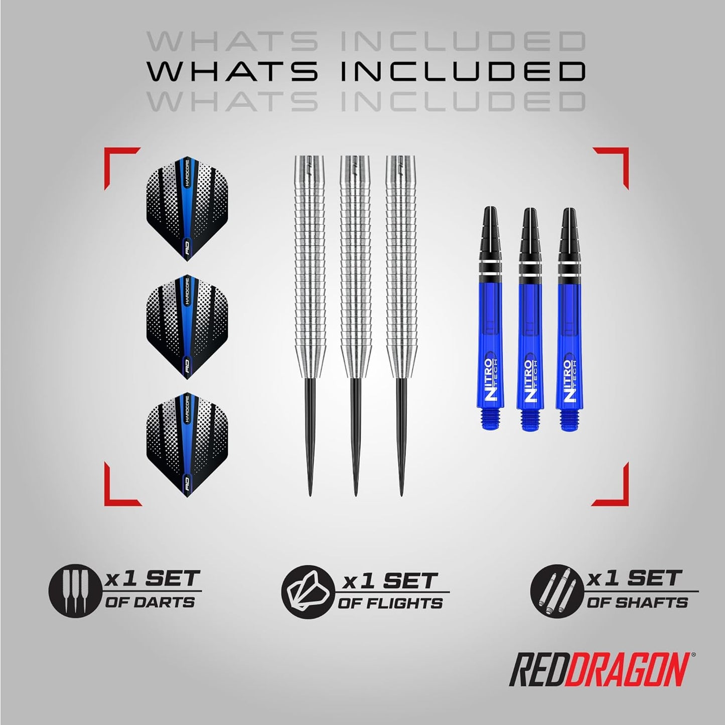Razor Edge Original Tungsten Professional Darts Set with Flights and Nitrotech Shafts (Stems)
