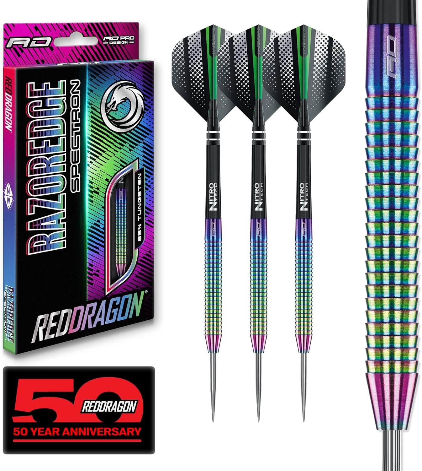 Razor Edge Spectron 20, 22, 24 or 26 Gram Tungsten Darts with Flights and Stems