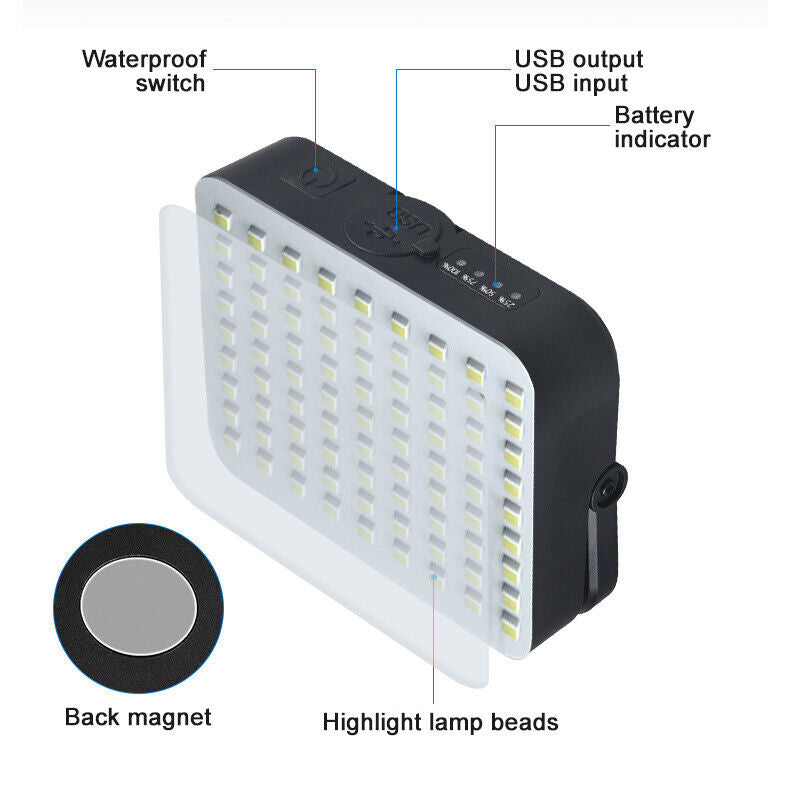 LED Solar Camping Lantern USB Rechargeable Outdoor Tent Emergency Night Light