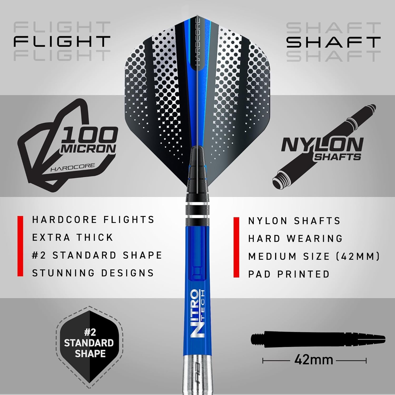 Razor Edge Original Tungsten Professional Darts Set with Flights and Nitrotech Shafts (Stems)